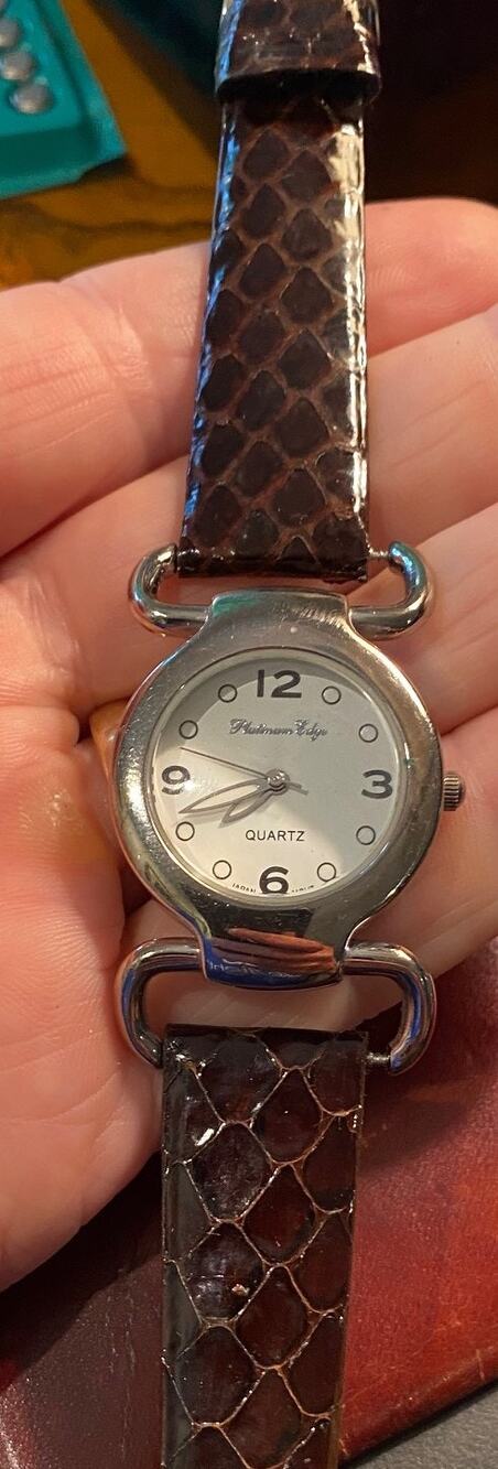 Women's 30mm silver Tone Platinum Edge Watch with Genuine Choice Cobra Band